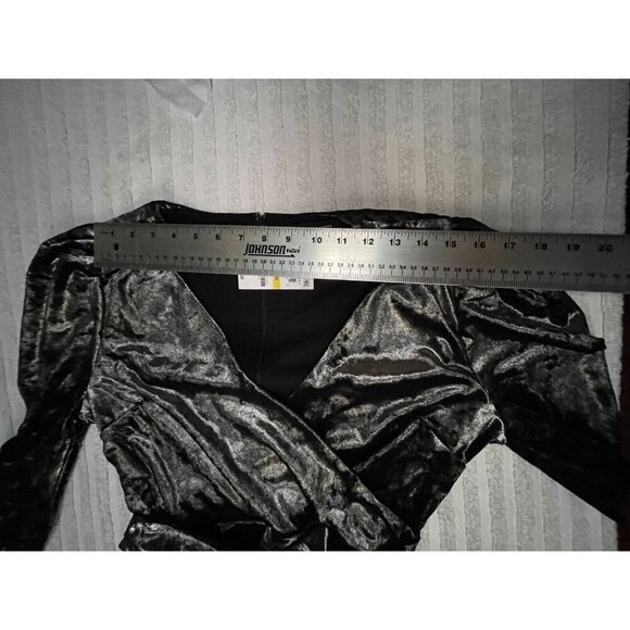 INC International Concepts Puff-Sleeve Crushed Velvet Wrap Dress Medium New - Picture 6 of 11